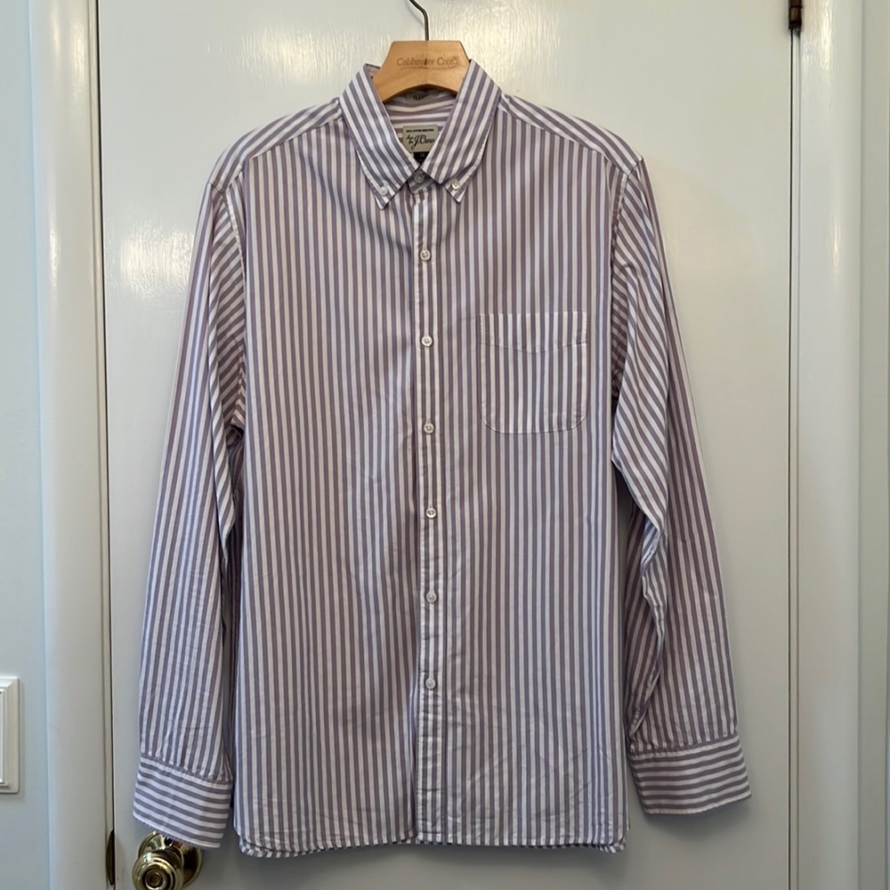 J. Crew secret wash purple stripe shirt